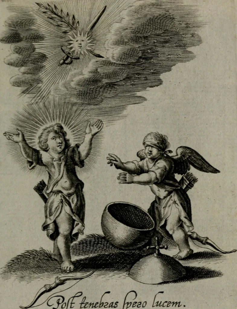 An illustration from Amoris divini et humani antipathia, sive effectus varij, e varijs Sacrae Scripturae locis deprompti, elblematis suis expressi ..., 1629, leaf 378