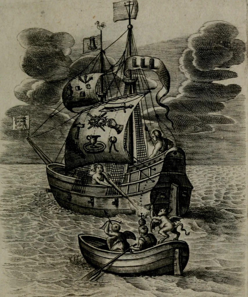 An illustration from Amoris divini et humani antipathia, sive effectus varij, e varijs Sacrae Scripturae locis deprompti, elblematis suis expressi ..., 1629, leaf 380