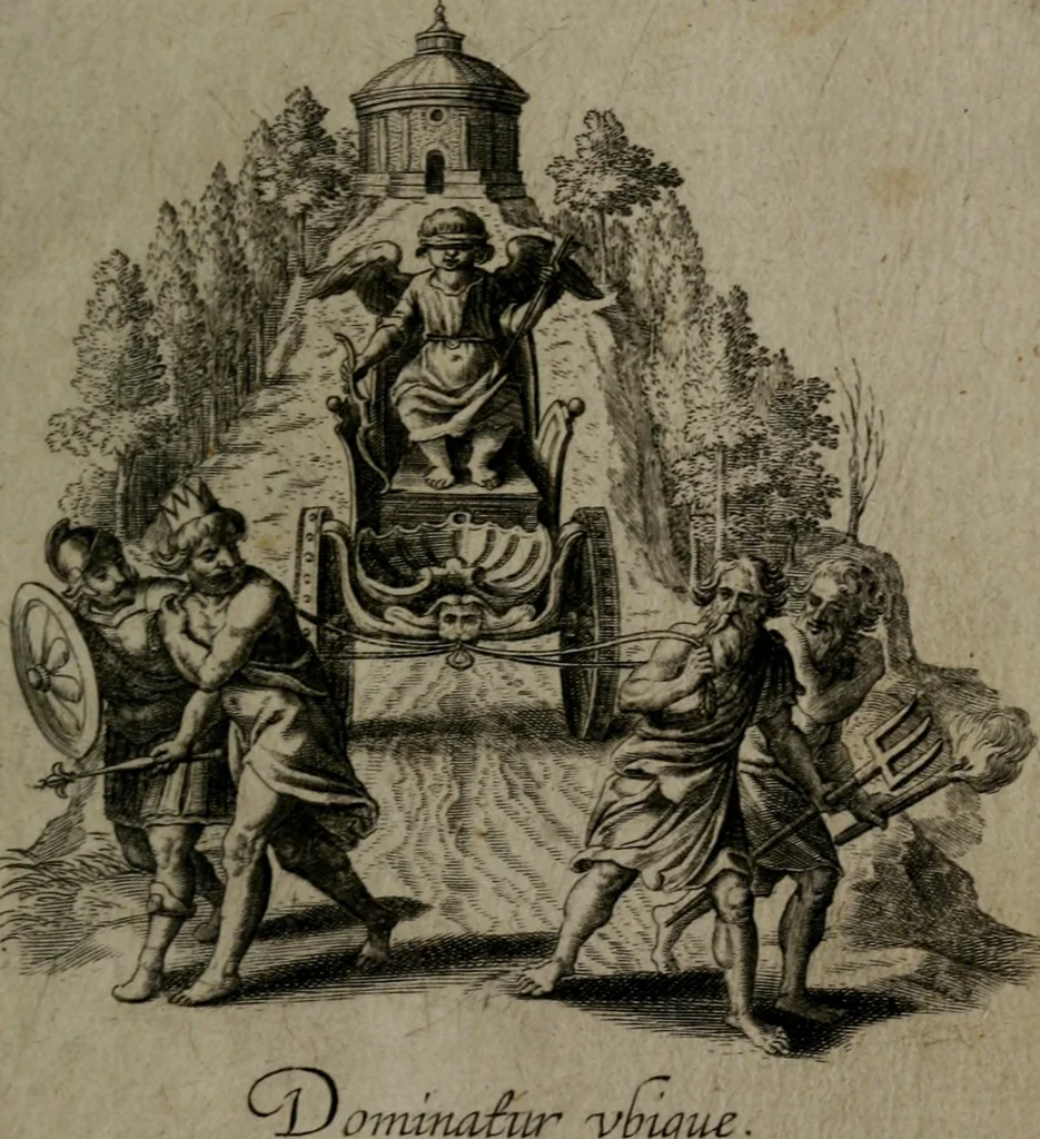 An illustration from Amoris divini et humani antipathia, sive effectus varij, e varijs Sacrae Scripturae locis deprompti, elblematis suis expressi ..., 1629, leaf 388