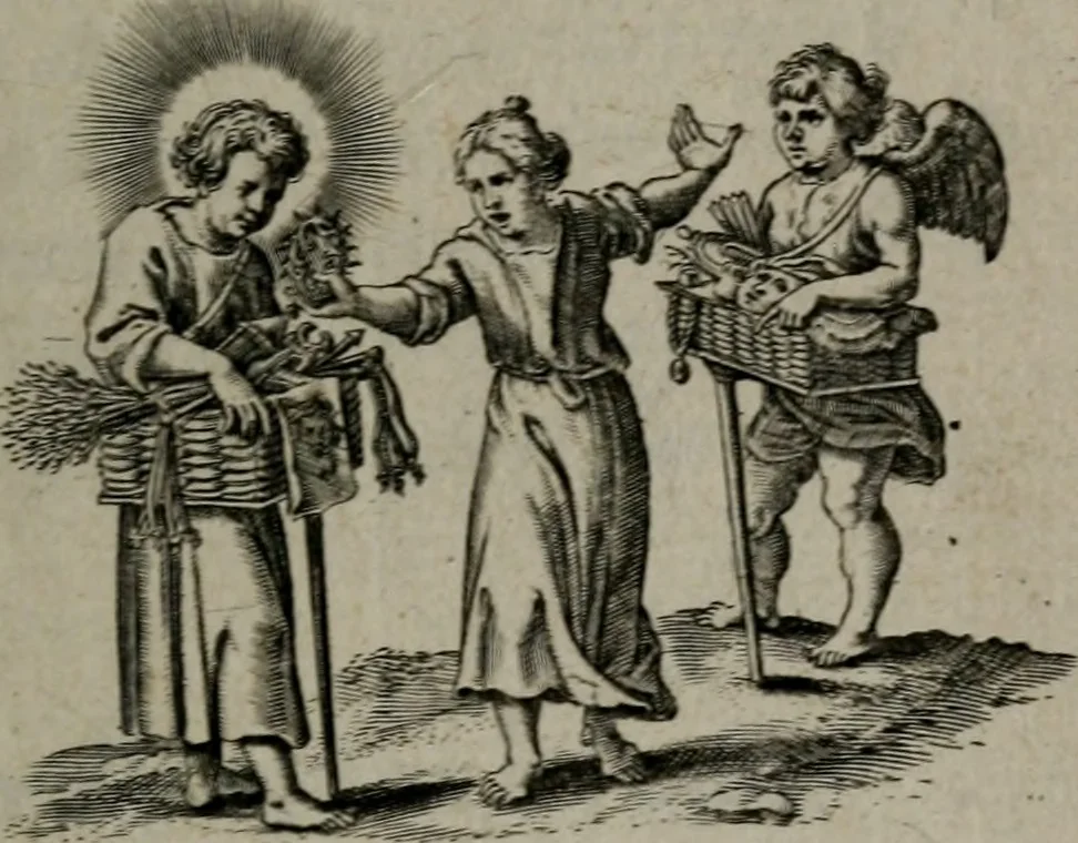 An illustration from Amoris divini et humani antipathia, sive effectus varij, e varijs Sacrae Scripturae locis deprompti, elblematis suis expressi ..., 1629, leaf 56