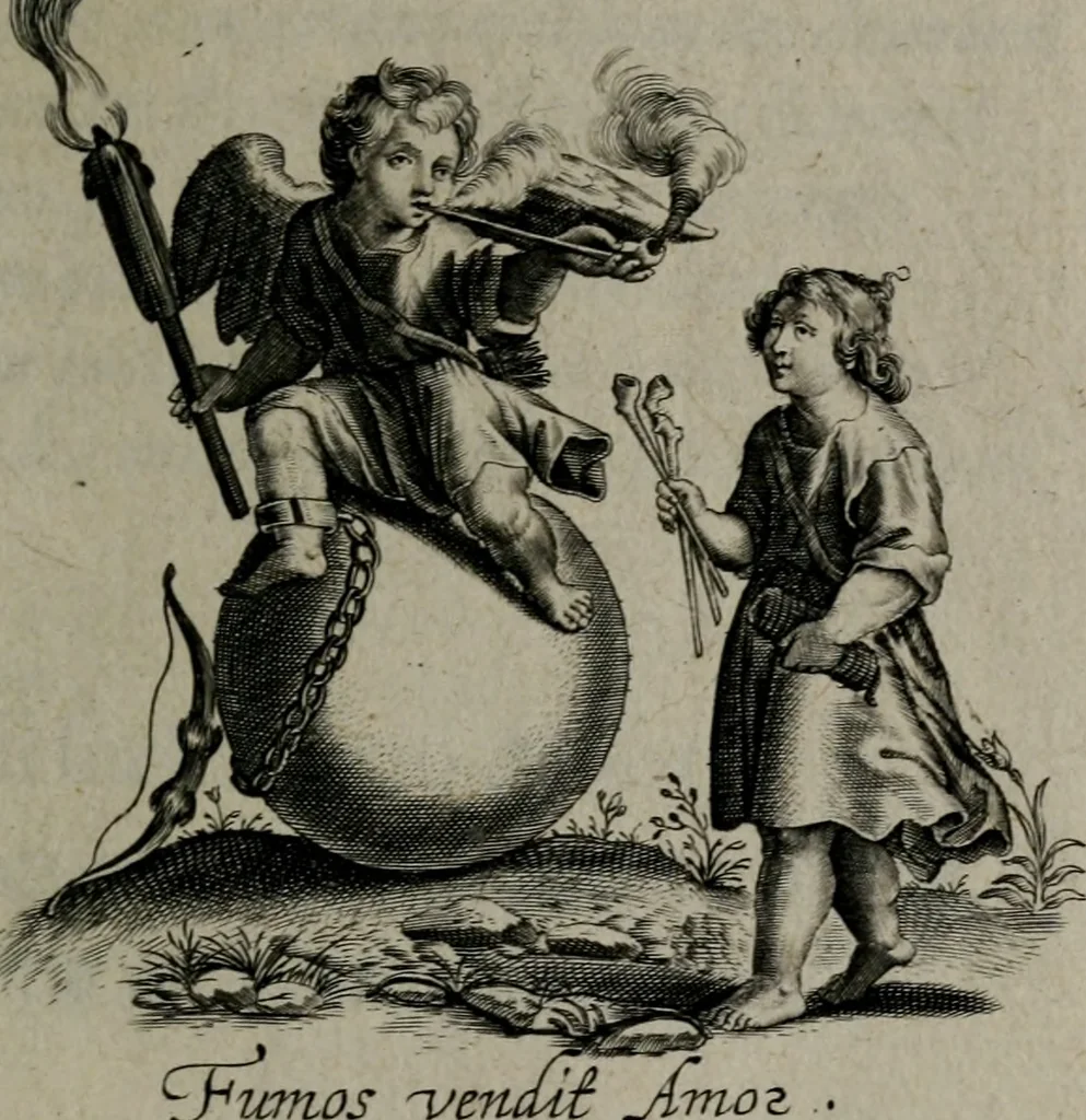 An illustration from Amoris divini et humani antipathia, sive effectus varij, e varijs Sacrae Scripturae locis deprompti, elblematis suis expressi ..., 1629, leaf 60
