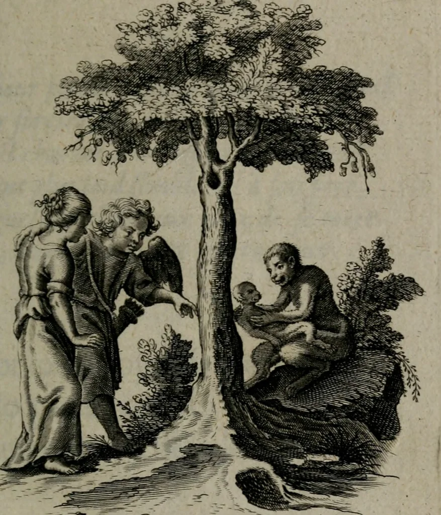 An illustration from Amoris divini et humani antipathia, sive effectus varij, e varijs Sacrae Scripturae locis deprompti, elblematis suis expressi ..., 1629, leaf 64