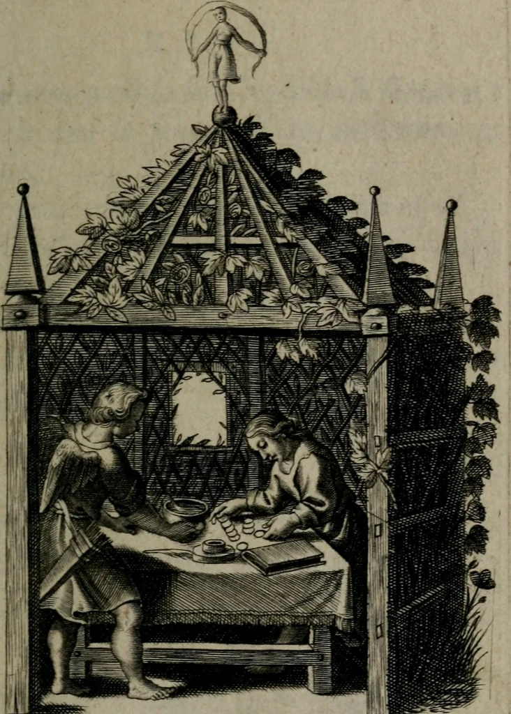 An illustration from Amoris divini et humani antipathia, sive effectus varij, e varijs Sacrae Scripturae locis deprompti, elblematis suis expressi ..., 1629, leaf 72