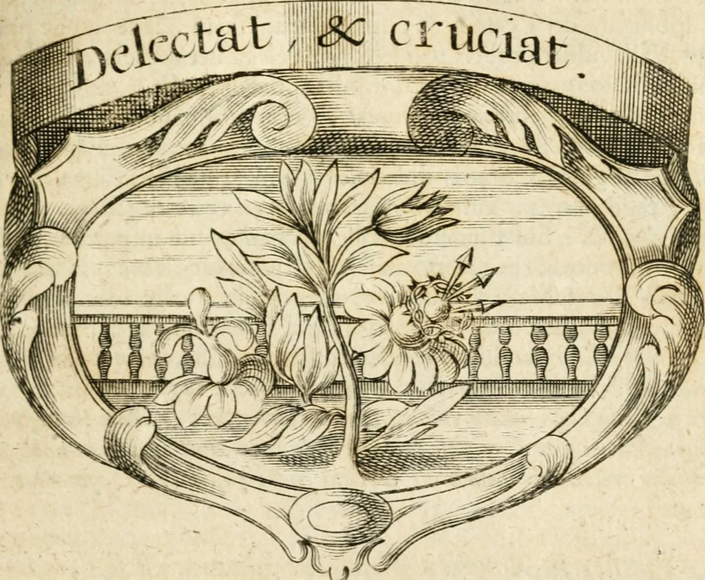 An illustration from Mater amoris et doloris : quam Christus in cruce moriens omnibus ac singulis suis fidelibus in matrem legavit, ecce mater tua : nunc explicata per sacra emblemata, figuras scripturae quàm plurimas, conceptus varios praedicabiles, SS. patrum sententias, raras historias, & pios ad Jesum patientem, ac sanctissimam matrem ejus compatientem affectus : opus omnibus Jesum & Mariam amantibus, praedicantibus, aut meditantibus perutile, com triplici indice considerationum, rerum memorabilium, & concionatorio, formandis per annum concionibus opportuno, 1726, leaf 172