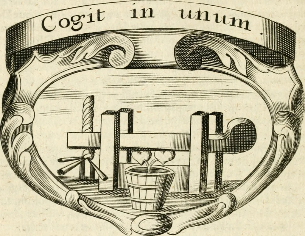 An illustration from Mater amoris et doloris : quam Christus in cruce moriens omnibus ac singulis suis fidelibus in matrem legavit, ecce mater tua : nunc explicata per sacra emblemata, figuras scripturae quàm plurimas, conceptus varios praedicabiles, SS. patrum sententias, raras historias, & pios ad Jesum patientem, ac sanctissimam matrem ejus compatientem affectus : opus omnibus Jesum & Mariam amantibus, praedicantibus, aut meditantibus perutile, com triplici indice considerationum, rerum memorabilium, & concionatorio, formandis per annum concionibus opportuno, 1726, leaf 199