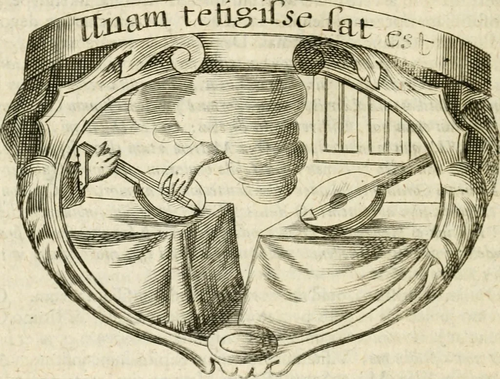 An illustration from Mater amoris et doloris : quam Christus in cruce moriens omnibus ac singulis suis fidelibus in matrem legavit, ecce mater tua : nunc explicata per sacra emblemata, figuras scripturae quàm plurimas, conceptus varios praedicabiles, SS. patrum sententias, raras historias, & pios ad Jesum patientem, ac sanctissimam matrem ejus compatientem affectus : opus omnibus Jesum & Mariam amantibus, praedicantibus, aut meditantibus perutile, com triplici indice considerationum, rerum memorabilium, & concionatorio, formandis per annum concionibus opportuno, 1726, leaf 227
