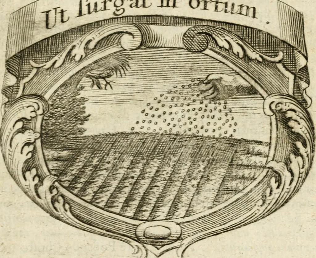 An illustration from Mater amoris et doloris : quam Christus in cruce moriens omnibus ac singulis suis fidelibus in matrem legavit, ecce mater tua : nunc explicata per sacra emblemata, figuras scripturae quàm plurimas, conceptus varios praedicabiles, SS. patrum sententias, raras historias, & pios ad Jesum patientem, ac sanctissimam matrem ejus compatientem affectus : opus omnibus Jesum & Mariam amantibus, praedicantibus, aut meditantibus perutile, com triplici indice considerationum, rerum memorabilium, & concionatorio, formandis per annum concionibus opportuno, 1726, leaf 374