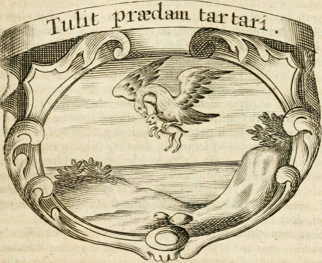 An illustration from Mater amoris et doloris : quam Christus in cruce moriens omnibus ac singulis suis fidelibus in matrem legavit, ecce mater tua : nunc explicata per sacra emblemata, figuras scripturae quàm plurimas, conceptus varios praedicabiles, SS. patrum sententias, raras historias, & pios ad Jesum patientem, ac sanctissimam matrem ejus compatientem affectus : opus omnibus Jesum & Mariam amantibus, praedicantibus, aut meditantibus perutile, com triplici indice considerationum, rerum memorabilium, & concionatorio, formandis per annum concionibus opportuno, 1726, leaf 402
