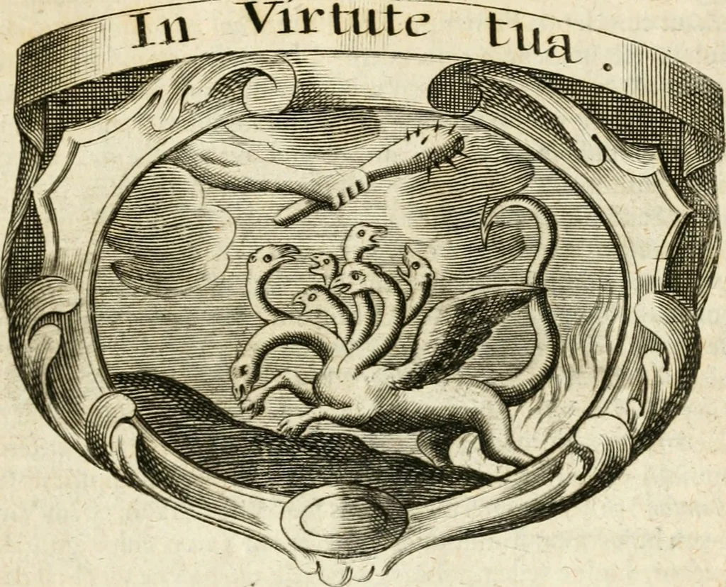 An illustration from Mater amoris et doloris : quam Christus in cruce moriens omnibus ac singulis suis fidelibus in matrem legavit, ecce mater tua : nunc explicata per sacra emblemata, figuras scripturae quàm plurimas, conceptus varios praedicabiles, SS. patrum sententias, raras historias, & pios ad Jesum patientem, ac sanctissimam matrem ejus compatientem affectus : opus omnibus Jesum & Mariam amantibus, praedicantibus, aut meditantibus perutile, com triplici indice considerationum, rerum memorabilium, & concionatorio, formandis per annum concionibus opportuno, 1726, leaf 42