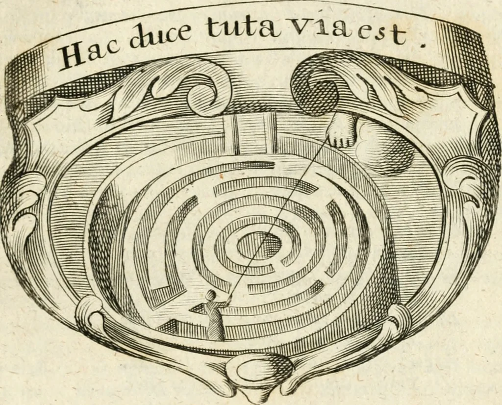 An illustration from Mater amoris et doloris : quam Christus in cruce moriens omnibus ac singulis suis fidelibus in matrem legavit, ecce mater tua : nunc explicata per sacra emblemata, figuras scripturae quàm plurimas, conceptus varios praedicabiles, SS. patrum sententias, raras historias, & pios ad Jesum patientem, ac sanctissimam matrem ejus compatientem affectus : opus omnibus Jesum & Mariam amantibus, praedicantibus, aut meditantibus perutile, com triplici indice considerationum, rerum memorabilium, & concionatorio, formandis per annum concionibus opportuno, 1726, leaf 502