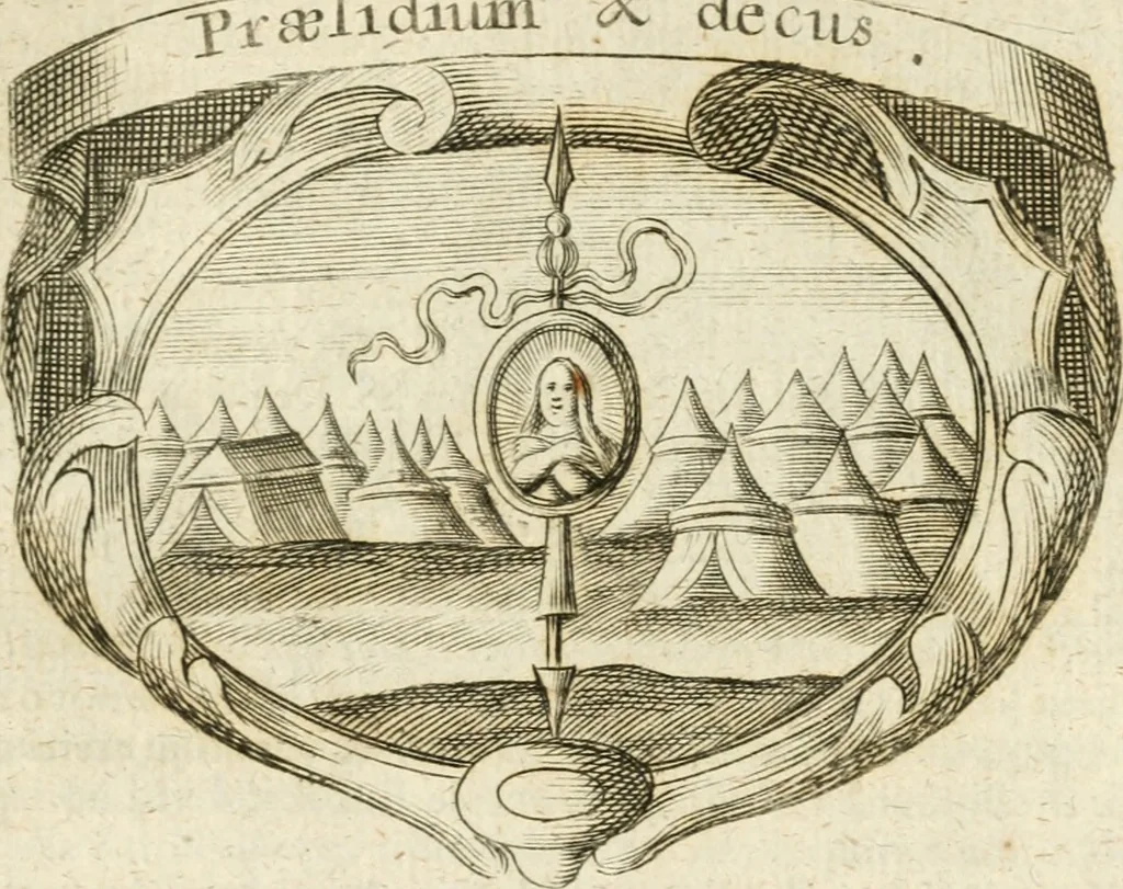 An illustration from Mater amoris et doloris : quam Christus in cruce moriens omnibus ac singulis suis fidelibus in matrem legavit, ecce mater tua : nunc explicata per sacra emblemata, figuras scripturae quàm plurimas, conceptus varios praedicabiles, SS. patrum sententias, raras historias, & pios ad Jesum patientem, ac sanctissimam matrem ejus compatientem affectus : opus omnibus Jesum & Mariam amantibus, praedicantibus, aut meditantibus perutile, com triplici indice considerationum, rerum memorabilium, & concionatorio, formandis per annum concionibus opportuno, 1726, leaf 510