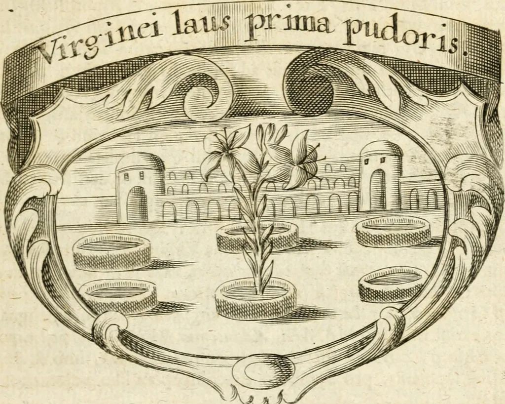 An illustration from Mater amoris et doloris : quam Christus in cruce moriens omnibus ac singulis suis fidelibus in matrem legavit, ecce mater tua : nunc explicata per sacra emblemata, figuras scripturae quàm plurimas, conceptus varios praedicabiles, SS. patrum sententias, raras historias, & pios ad Jesum patientem, ac sanctissimam matrem ejus compatientem affectus : opus omnibus Jesum & Mariam amantibus, praedicantibus, aut meditantibus perutile, com triplici indice considerationum, rerum memorabilium, & concionatorio, formandis per annum concionibus opportuno, 1726, leaf 76
