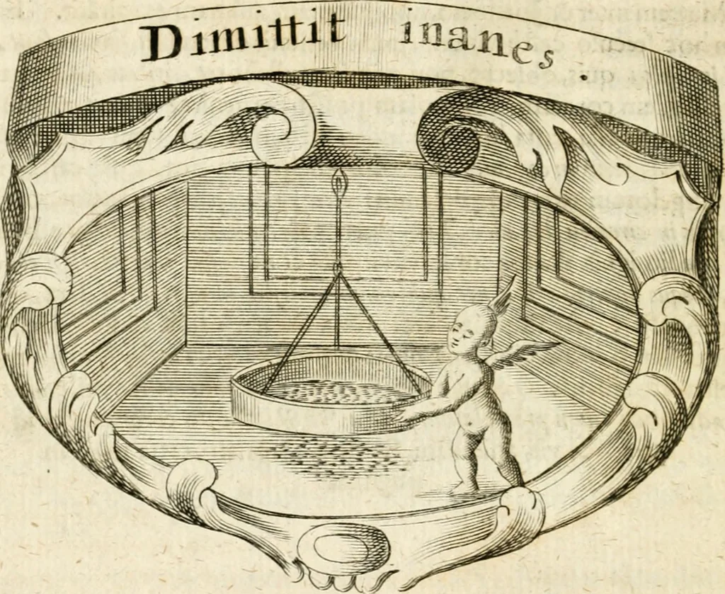 An illustration from Mater amoris et doloris : quam Christus in cruce moriens omnibus ac singulis suis fidelibus in matrem legavit, ecce mater tua : nunc explicata per sacra emblemata, figuras scripturae quàm plurimas, conceptus varios praedicabiles, SS. patrum sententias, raras historias, & pios ad Jesum patientem, ac sanctissimam matrem ejus compatientem affectus : opus omnibus Jesum & Mariam amantibus, praedicantibus, aut meditantibus perutile, com triplici indice considerationum, rerum memorabilium, & concionatorio, formandis per annum concionibus opportuno, 1726, leaf 83