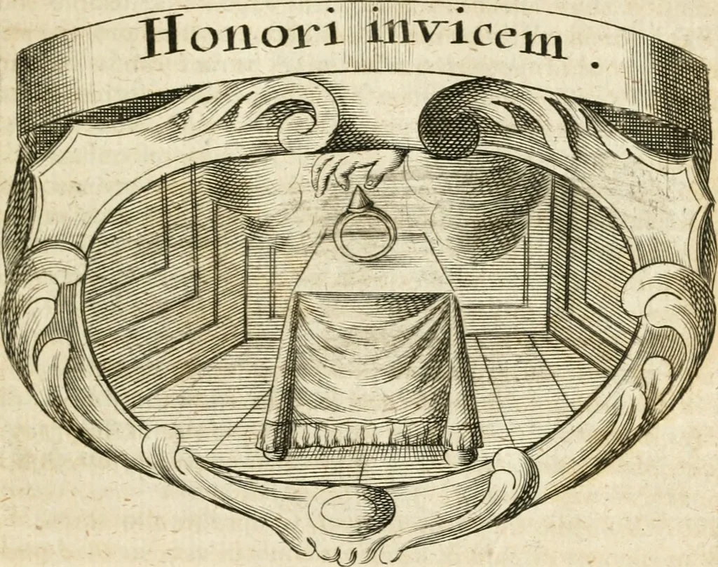 An illustration from Mater amoris et doloris : quam Christus in cruce moriens omnibus ac singulis suis fidelibus in matrem legavit, ecce mater tua : nunc explicata per sacra emblemata, figuras scripturae quàm plurimas, conceptus varios praedicabiles, SS. patrum sententias, raras historias, & pios ad Jesum patientem, ac sanctissimam matrem ejus compatientem affectus : opus omnibus Jesum & Mariam amantibus, praedicantibus, aut meditantibus perutile, com triplici indice considerationum, rerum memorabilium, & concionatorio, formandis per annum concionibus opportuno, 1726, leaf 90