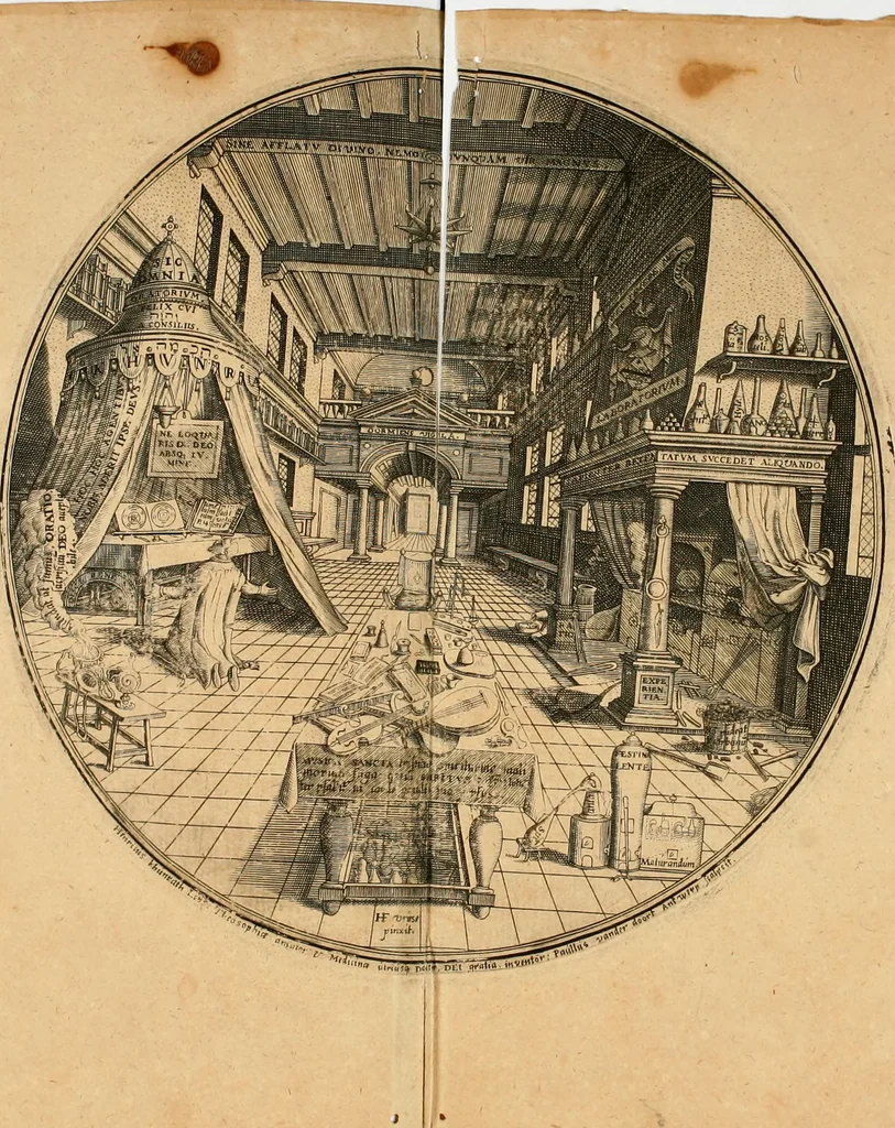 An illustration from Amphitheatrvm sapientiae aeternae : solius verae, christiano-kabalisticvm, divino-magicvm, nec non physico-chymicvm, tertrivnvm, catholicon, 1609, leaf 23