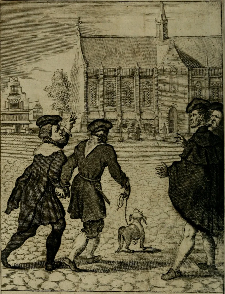 An illustration from Amstelredams eer ende opcomen, : door de denckwaerdighe miraklen aldaer gescheid, aen ende door het H. Sacrement des altaers. Anno 1345, 1639, leaf 123
