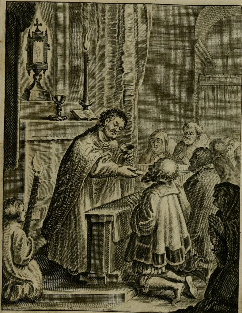 An illustration from Amstelredams eer ende opcomen, : door de denckwaerdighe miraklen aldaer gescheid, aen ende door het H. Sacrement des altaers. Anno 1345, 1639, leaf 340
