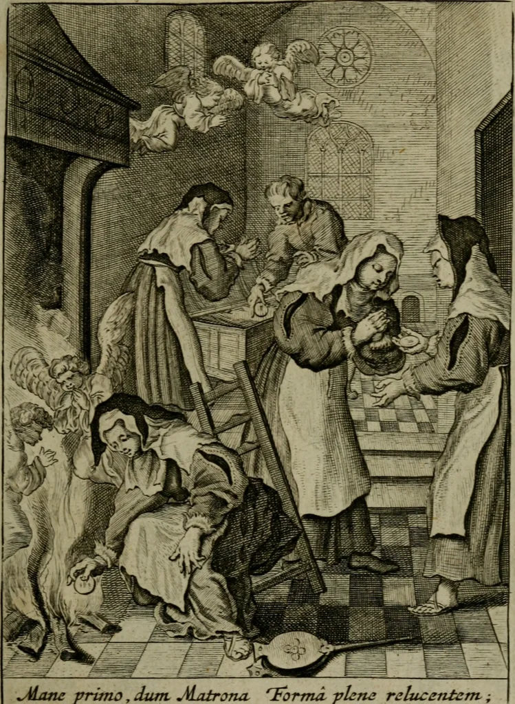 An illustration from Amstelredams eer ende opcomen, : door de denckwaerdighe miraklen aldaer gescheid, aen ende door het H. Sacrement des altaers. Anno 1345, 1639, leaf 84