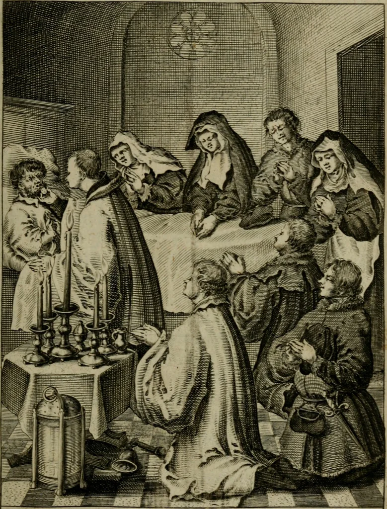 An illustration from Amstelredams eer ende opcomen, : door de denckwaerdighe miraklen aldaer gescheid, aen ende door het H. Sacrement des altaers. Anno 1345, 1639, leaf 86