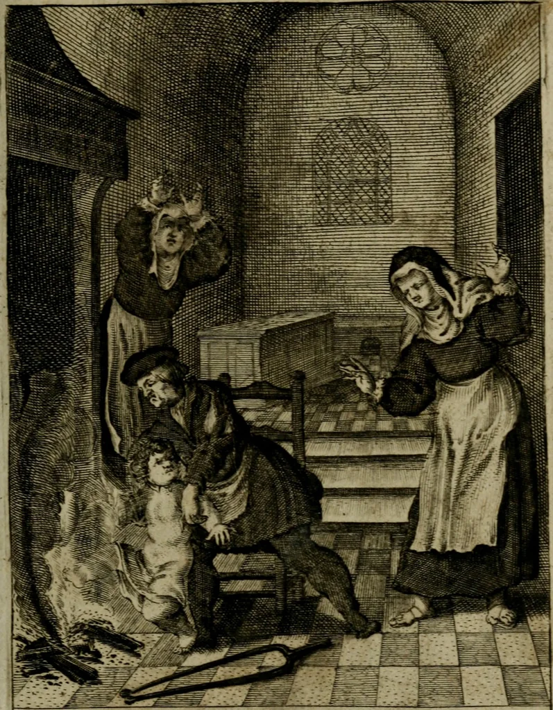 An illustration from Amstelredams eer ende opcomen, : door de denckwaerdighe miraklen aldaer gescheid, aen ende door het H. Sacrement des altaers. Anno 1345, 1639, leaf 92