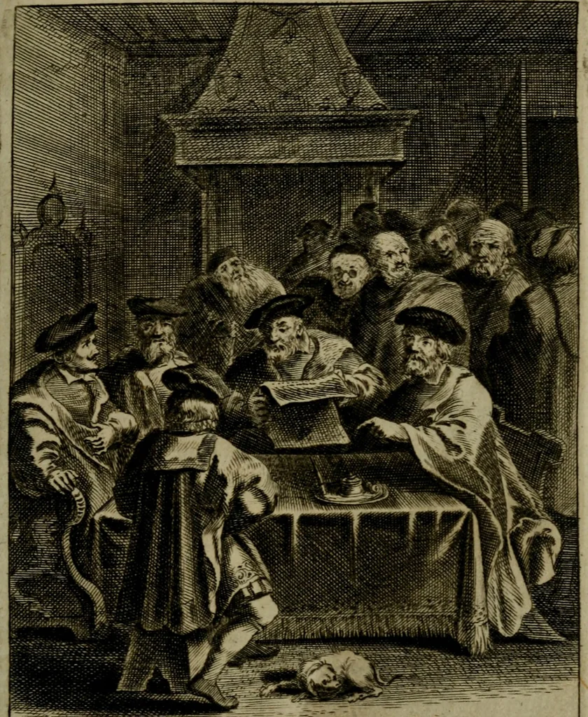 An illustration from Amstelredams eer ende opcomen, : door de denckwaerdighe miraklen aldaer gescheid, aen ende door het H. Sacrement des altaers. Anno 1345, 1639, leaf 96