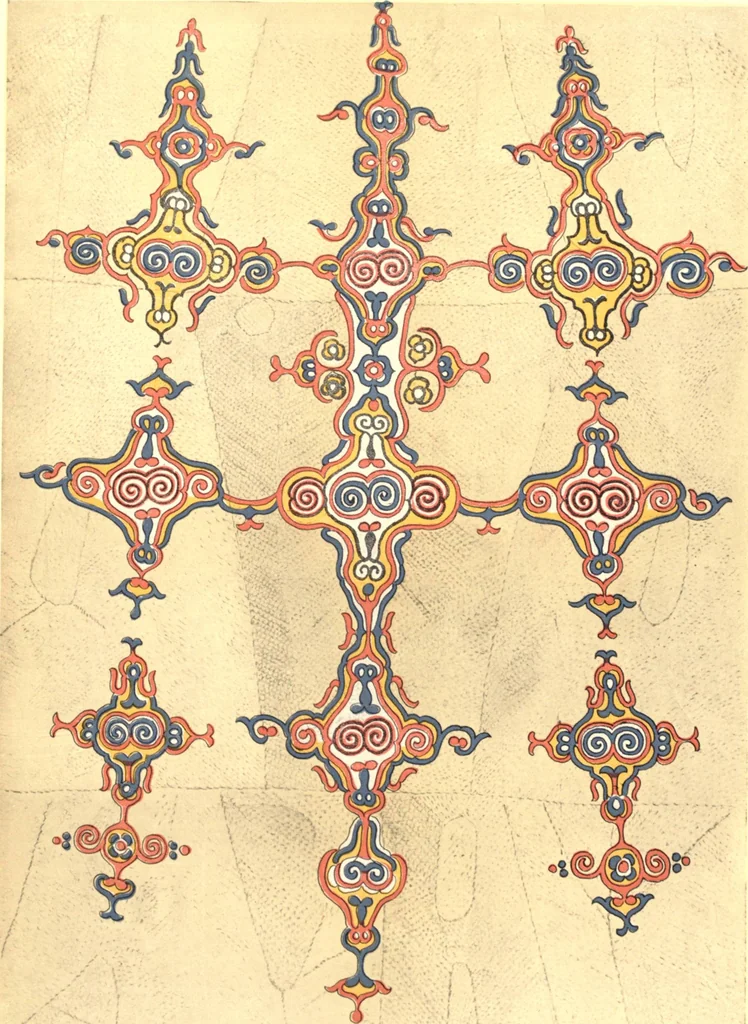 An illustration from The decorative art of the Amur tribes, 1902, leaf 148