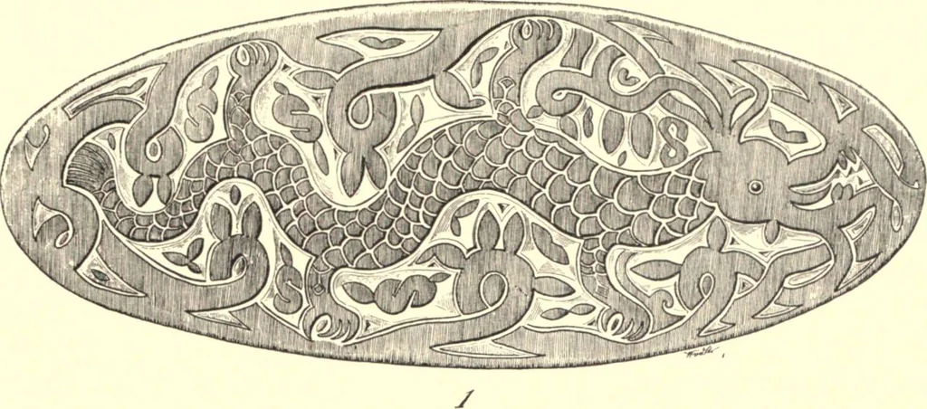 An illustration from The decorative art of the Amur tribes, 1902, leaf 74