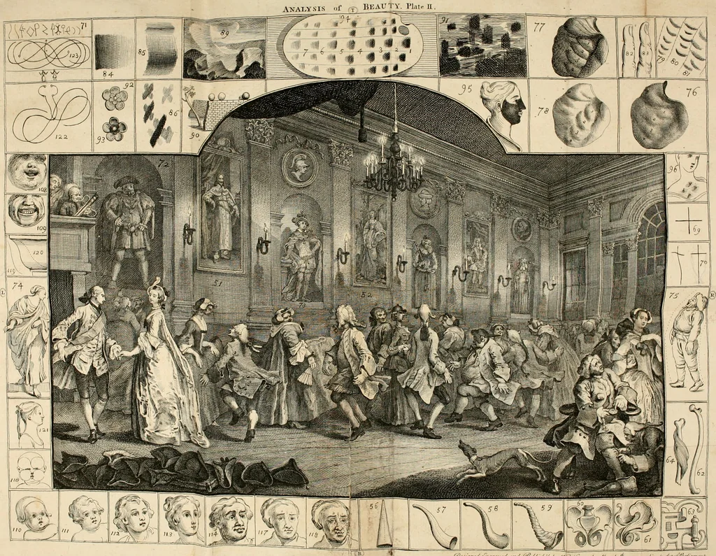 An illustration from The analysis of beauty : written with a view of fixing the fluctuating ideas of taste, 1753, leaf 39