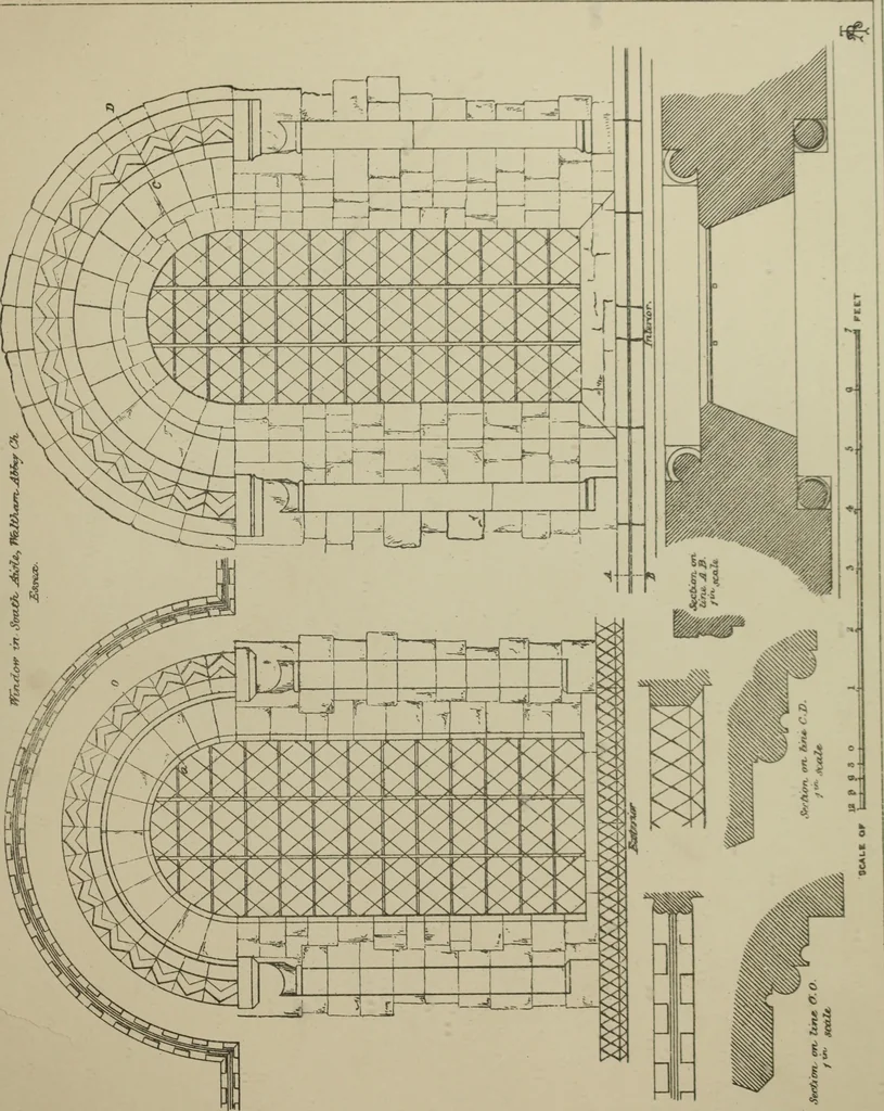 An illustration from An analysis of Gothic architecture. Illustrated by a series of upwards of seven hundred examples of doorways, windows, mouldings, roofs, arches, crosses, panels, buttresses, seats, screens, etc., and accompanied with remarks on the several details of an ecclesiastical edifice, 1903, leaf 140
