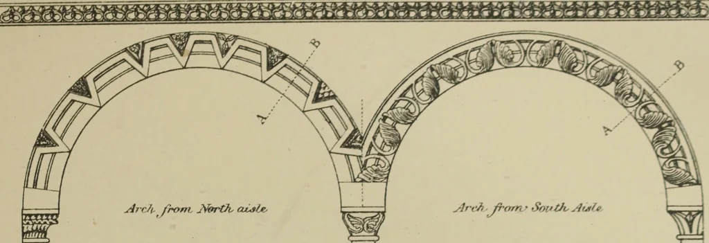 An illustration from An analysis of Gothic architecture. Illustrated by a series of upwards of seven hundred examples of doorways, windows, mouldings, roofs, arches, crosses, panels, buttresses, seats, screens, etc., and accompanied with remarks on the several details of an ecclesiastical edifice, 1903, leaf 150