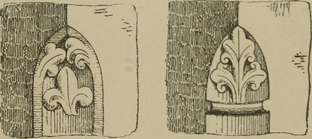 An illustration from An analysis of Gothic architecture. Illustrated by a series of upwards of seven hundred examples of doorways, windows, mouldings, roofs, arches, crosses, panels, buttresses, seats, screens, etc., and accompanied with remarks on the several details of an ecclesiastical edifice, 1903, leaf 208