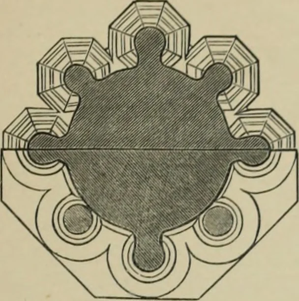 An illustration from An analysis of Gothic architecture. Illustrated by a series of upwards of seven hundred examples of doorways, windows, mouldings, roofs, arches, crosses, panels, buttresses, seats, screens, etc., and accompanied with remarks on the several details of an ecclesiastical edifice, 1903, leaf 22