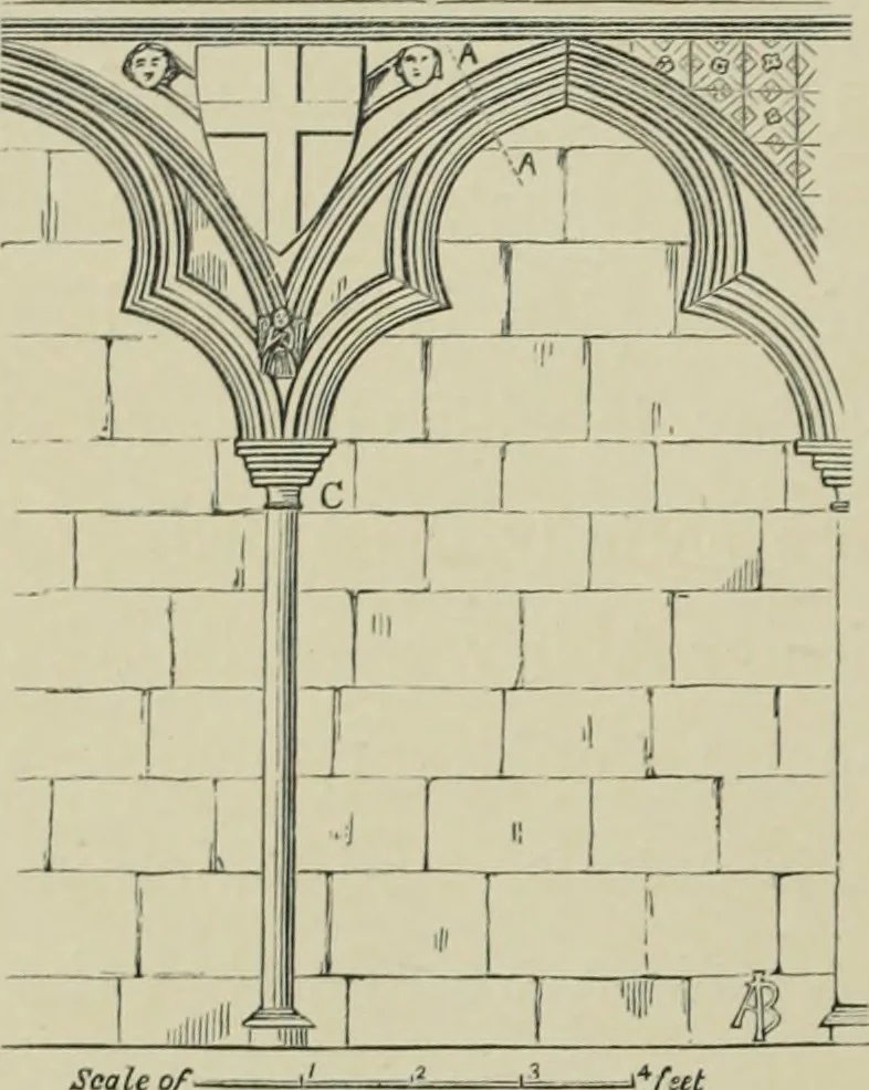 An illustration from An analysis of Gothic architecture. Illustrated by a series of upwards of seven hundred examples of doorways, windows, mouldings, roofs, arches, crosses, panels, buttresses, seats, screens, etc., and accompanied with remarks on the several details of an ecclesiastical edifice, 1903, leaf 23