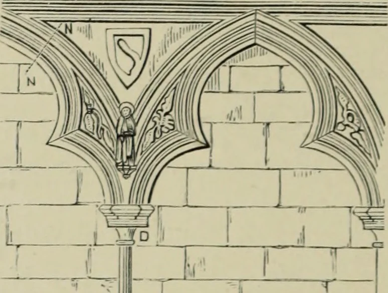 An illustration from An analysis of Gothic architecture. Illustrated by a series of upwards of seven hundred examples of doorways, windows, mouldings, roofs, arches, crosses, panels, buttresses, seats, screens, etc., and accompanied with remarks on the several details of an ecclesiastical edifice, 1903, leaf 23