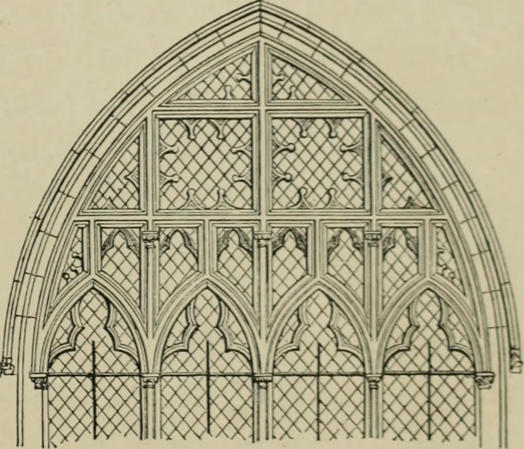An illustration from An analysis of Gothic architecture. Illustrated by a series of upwards of seven hundred examples of doorways, windows, mouldings, roofs, arches, crosses, panels, buttresses, seats, screens, etc., and accompanied with remarks on the several details of an ecclesiastical edifice, 1903, leaf 40