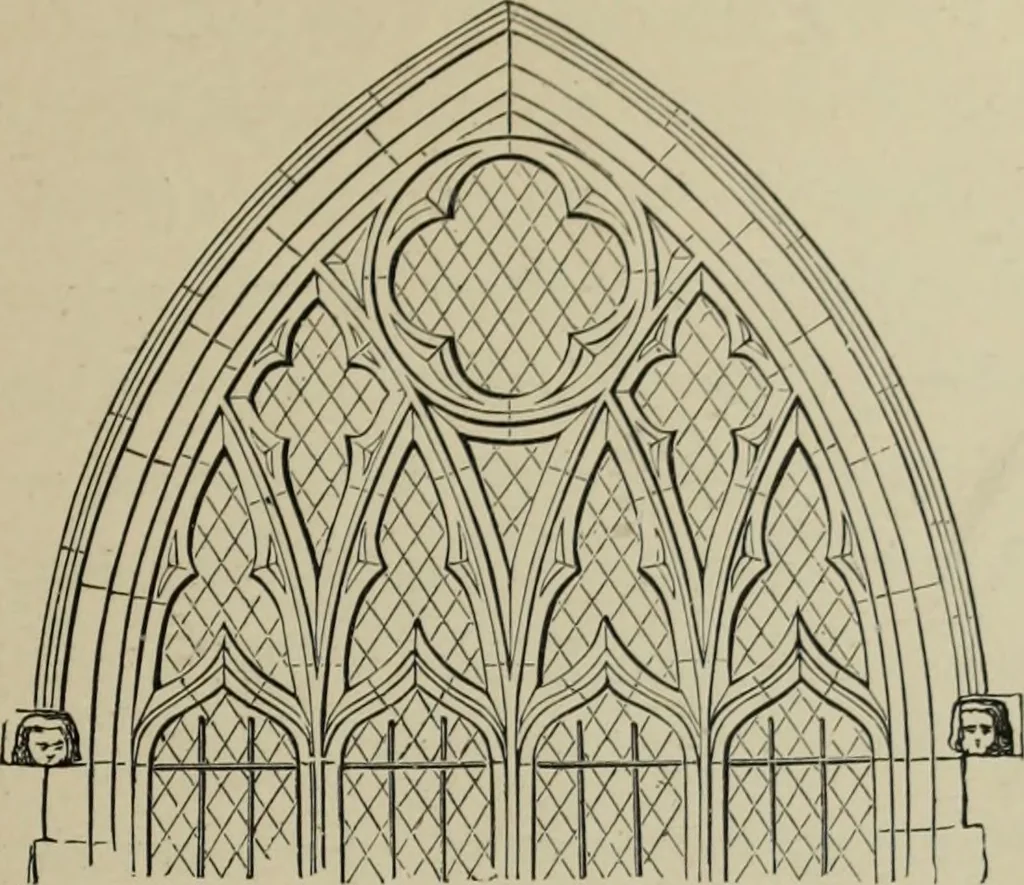 An illustration from An analysis of Gothic architecture. Illustrated by a series of upwards of seven hundred examples of doorways, windows, mouldings, roofs, arches, crosses, panels, buttresses, seats, screens, etc., and accompanied with remarks on the several details of an ecclesiastical edifice, 1903, leaf 42