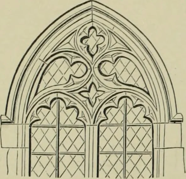 An illustration from An analysis of Gothic architecture. Illustrated by a series of upwards of seven hundred examples of doorways, windows, mouldings, roofs, arches, crosses, panels, buttresses, seats, screens, etc., and accompanied with remarks on the several details of an ecclesiastical edifice, 1903, leaf 43