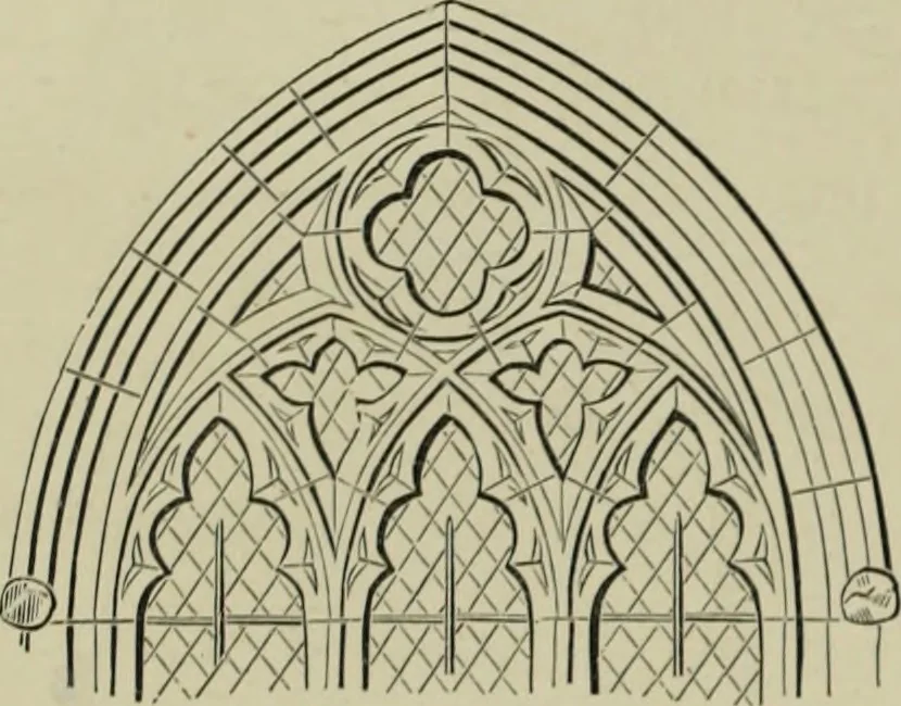 An illustration from An analysis of Gothic architecture. Illustrated by a series of upwards of seven hundred examples of doorways, windows, mouldings, roofs, arches, crosses, panels, buttresses, seats, screens, etc., and accompanied with remarks on the several details of an ecclesiastical edifice, 1903, leaf 43