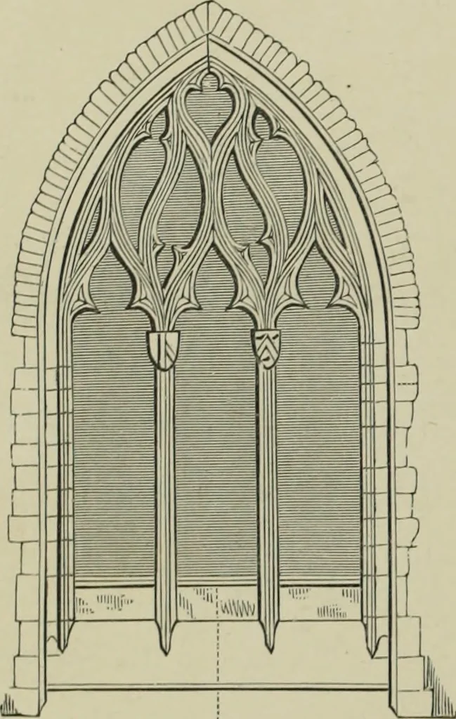 An illustration from An analysis of Gothic architecture. Illustrated by a series of upwards of seven hundred examples of doorways, windows, mouldings, roofs, arches, crosses, panels, buttresses, seats, screens, etc., and accompanied with remarks on the several details of an ecclesiastical edifice, 1903, leaf 45