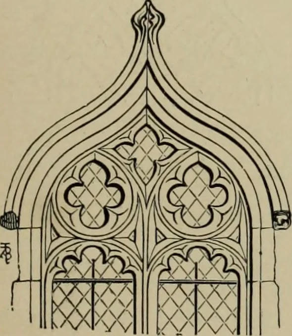 An illustration from An analysis of Gothic architecture. Illustrated by a series of upwards of seven hundred examples of doorways, windows, mouldings, roofs, arches, crosses, panels, buttresses, seats, screens, etc., and accompanied with remarks on the several details of an ecclesiastical edifice, 1903, leaf 48