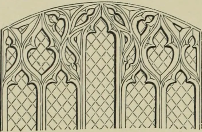 An illustration from An analysis of Gothic architecture. Illustrated by a series of upwards of seven hundred examples of doorways, windows, mouldings, roofs, arches, crosses, panels, buttresses, seats, screens, etc., and accompanied with remarks on the several details of an ecclesiastical edifice, 1903, leaf 49