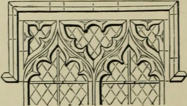 An illustration from An analysis of Gothic architecture. Illustrated by a series of upwards of seven hundred examples of doorways, windows, mouldings, roofs, arches, crosses, panels, buttresses, seats, screens, etc., and accompanied with remarks on the several details of an ecclesiastical edifice, 1903, leaf 49
