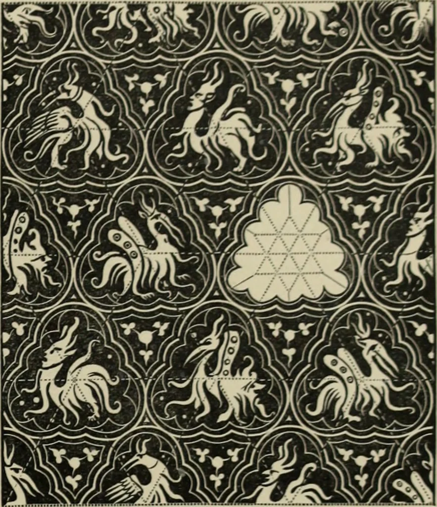 An illustration from An analysis of Gothic architecture. Illustrated by a series of upwards of seven hundred examples of doorways, windows, mouldings, roofs, arches, crosses, panels, buttresses, seats, screens, etc., and accompanied with remarks on the several details of an ecclesiastical edifice, 1903, leaf 60