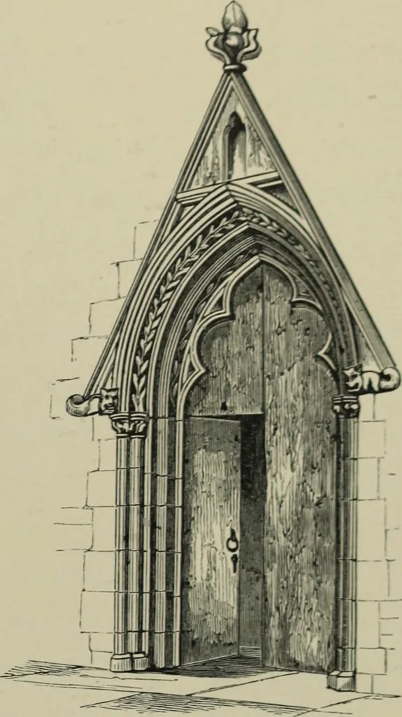 An illustration from An analysis of Gothic architecture. Illustrated by a series of upwards of seven hundred examples of doorways, windows, mouldings, roofs, arches, crosses, panels, buttresses, seats, screens, etc., and accompanied with remarks on the several details of an ecclesiastical edifice, 1903, leaf 84