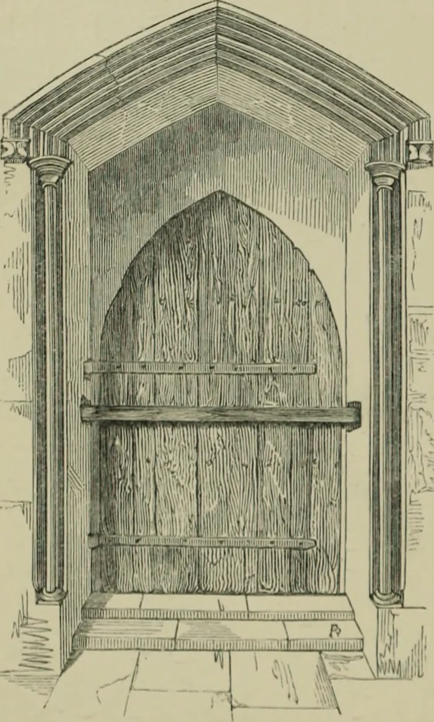 An illustration from An analysis of Gothic architecture. Illustrated by a series of upwards of seven hundred examples of doorways, windows, mouldings, roofs, arches, crosses, panels, buttresses, seats, screens, etc., and accompanied with remarks on the several details of an ecclesiastical edifice, 1903, leaf 91