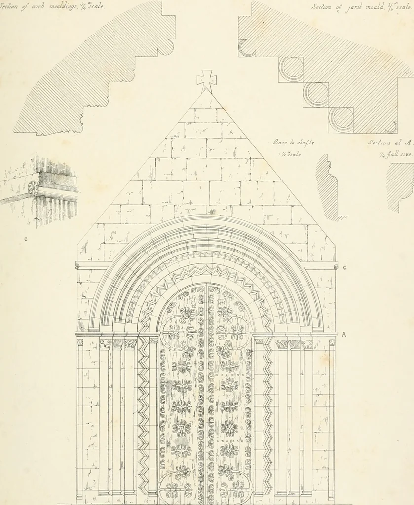 An illustration from An analysis of Gothick architecture ;, 1847, leaf 128