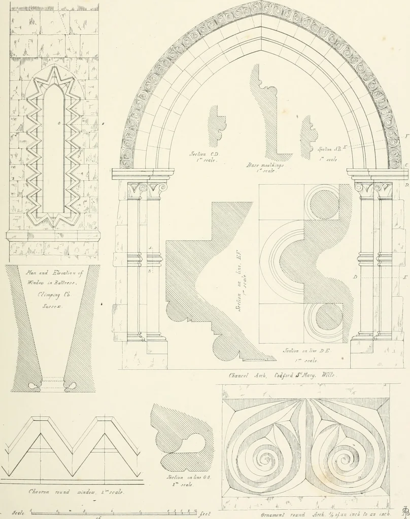 An illustration from An analysis of Gothick architecture ;, 1847, leaf 140