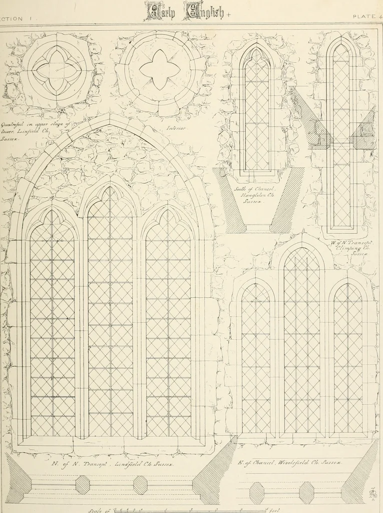An illustration from An analysis of Gothick architecture ;, 1847, leaf 148