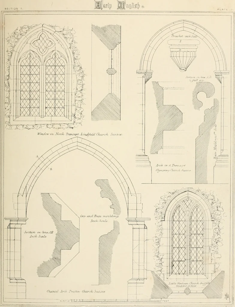 An illustration from An analysis of Gothick architecture ;, 1847, leaf 150