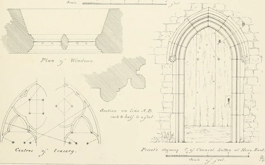 An illustration from An analysis of Gothick architecture ;, 1847, leaf 198